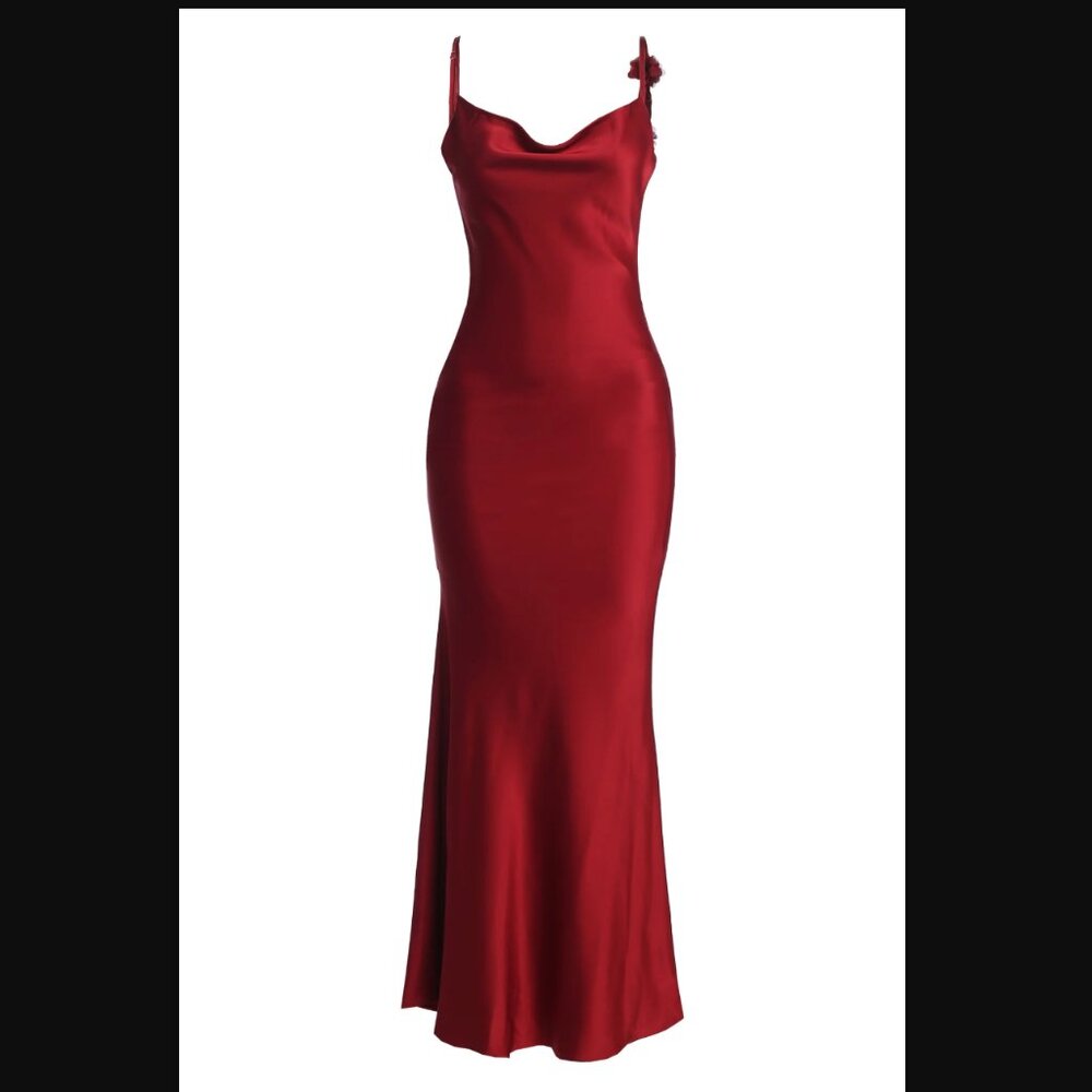 NWT JLUXLABEL Bridal Down The Aisle Satin Gown in Red Size Medium